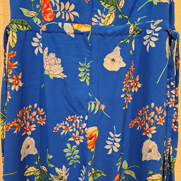 Carolina Belle Montreal Blue Floral Tropical Wide-Leg Midi Jumpsuit Women's M - Picture 10 of 12